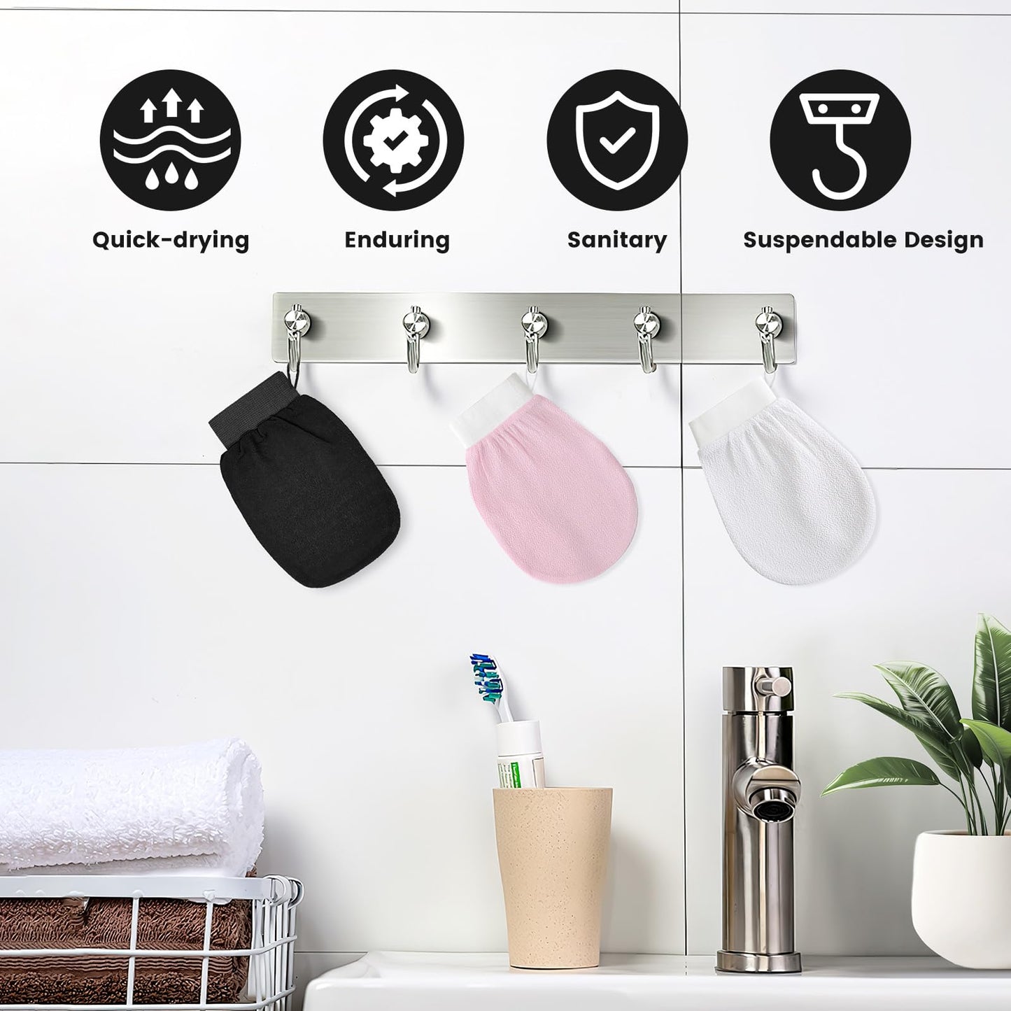 GUANTE DE BAÑO DE VISCOSA SUAVE 150D HIPOALERGÉNICO