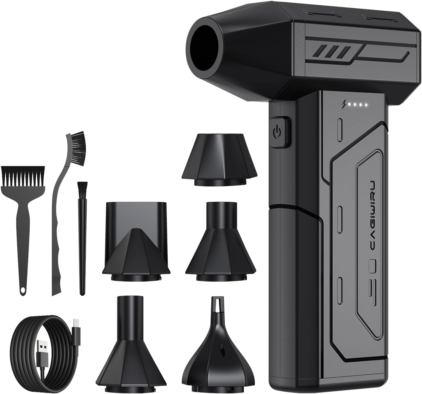 Soplador de Aire Comprimido 130000RPM – Inalámbrico, de 3 Velocidades, Motor sin Escobillas con Luz LED