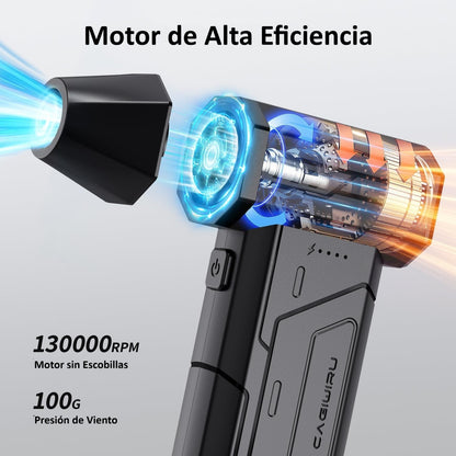 Soplador de Aire Comprimido 130000RPM – Inalámbrico, de 3 Velocidades, Motor sin Escobillas con Luz LED