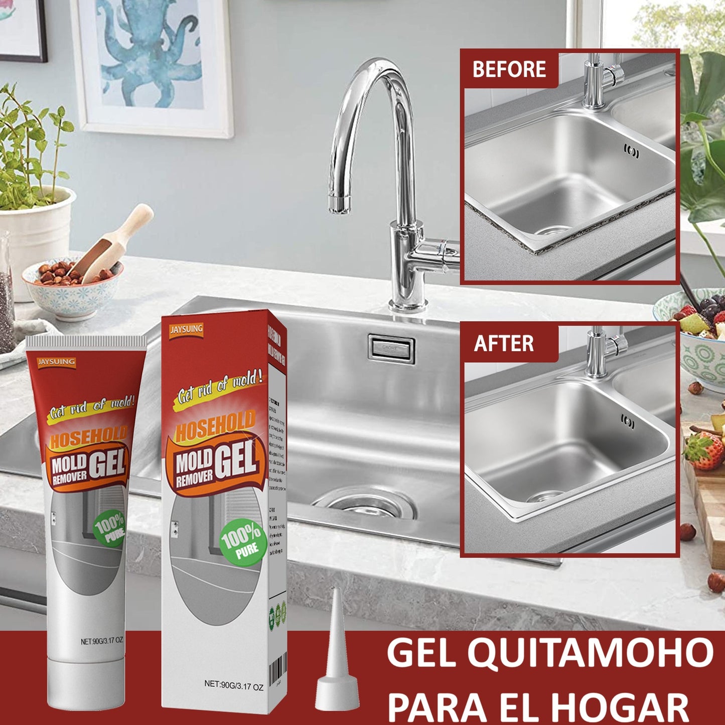Jaysuing Gel Removedor de Moho – Limpieza de Paredes, Baño y Cocina GD112