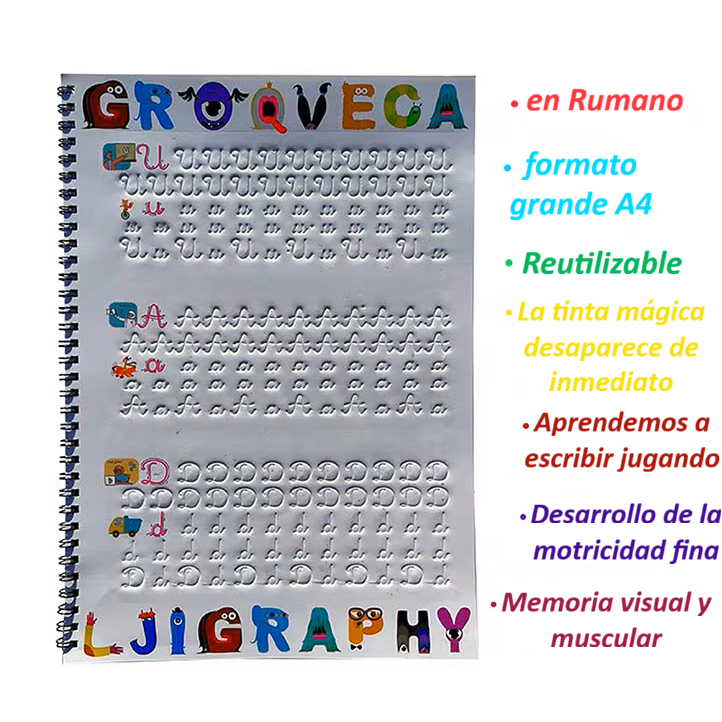 CUADERNOS REUTILIZABLES CON SURCOS Y TINTA MÁGICA EN IDIOMA RUMANO