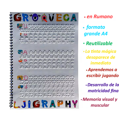 CUADERNOS REUTILIZABLES CON SURCOS Y TINTA MÁGICA EN IDIOMA RUMANO