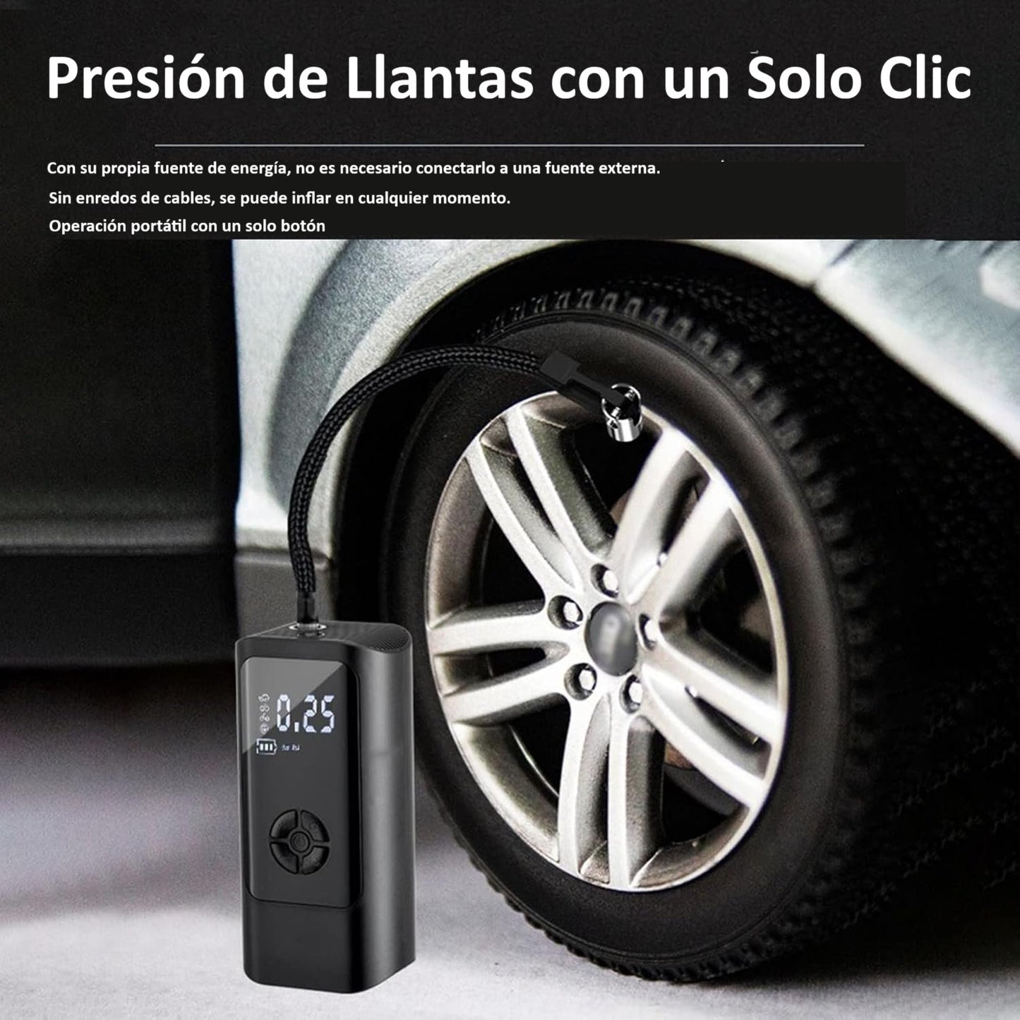 Inflador Eléctrico Portátil Inteligente Sin Cable