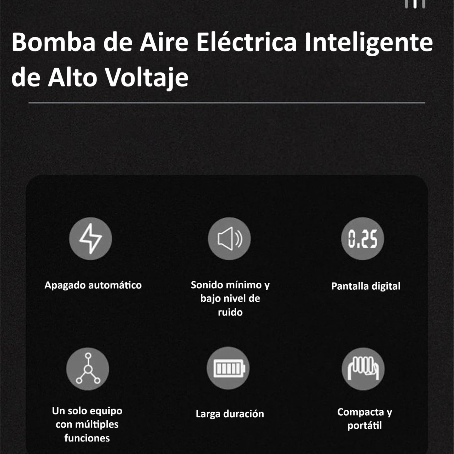 Inflador Eléctrico Portátil Inteligente Sin Cable