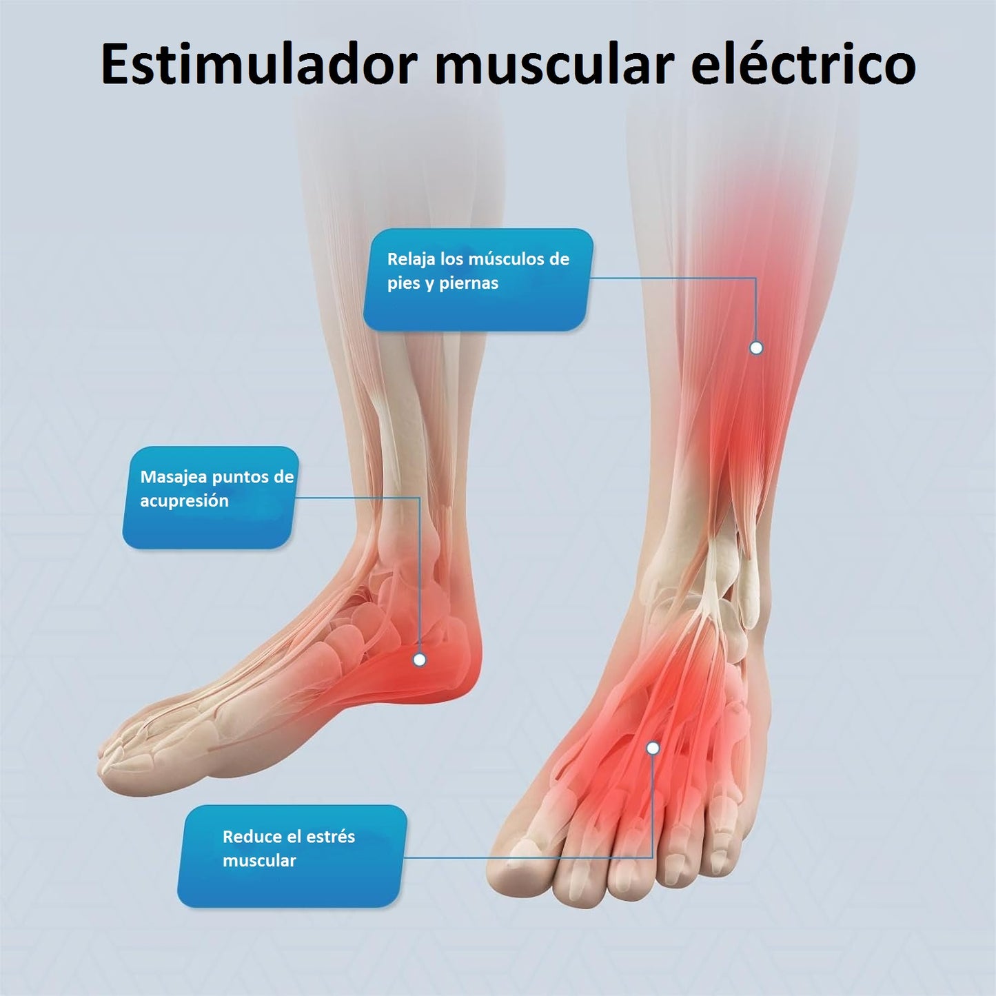 Masajeador de pies EMS y TENS – Dispositivo para relajar los músculos y aliviar el dolor