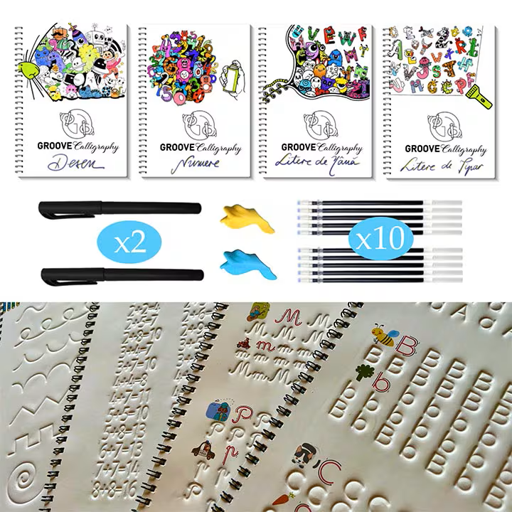 CUADERNOS REUTILIZABLES CON SURCOS Y TINTA MÁGICA EN IDIOMA RUMANO