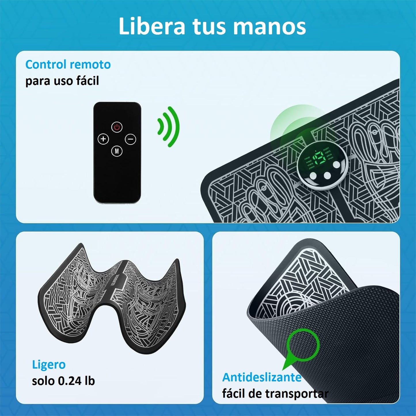 Masajeador de pies EMS y TENS – Dispositivo para relajar los músculos y aliviar el dolor