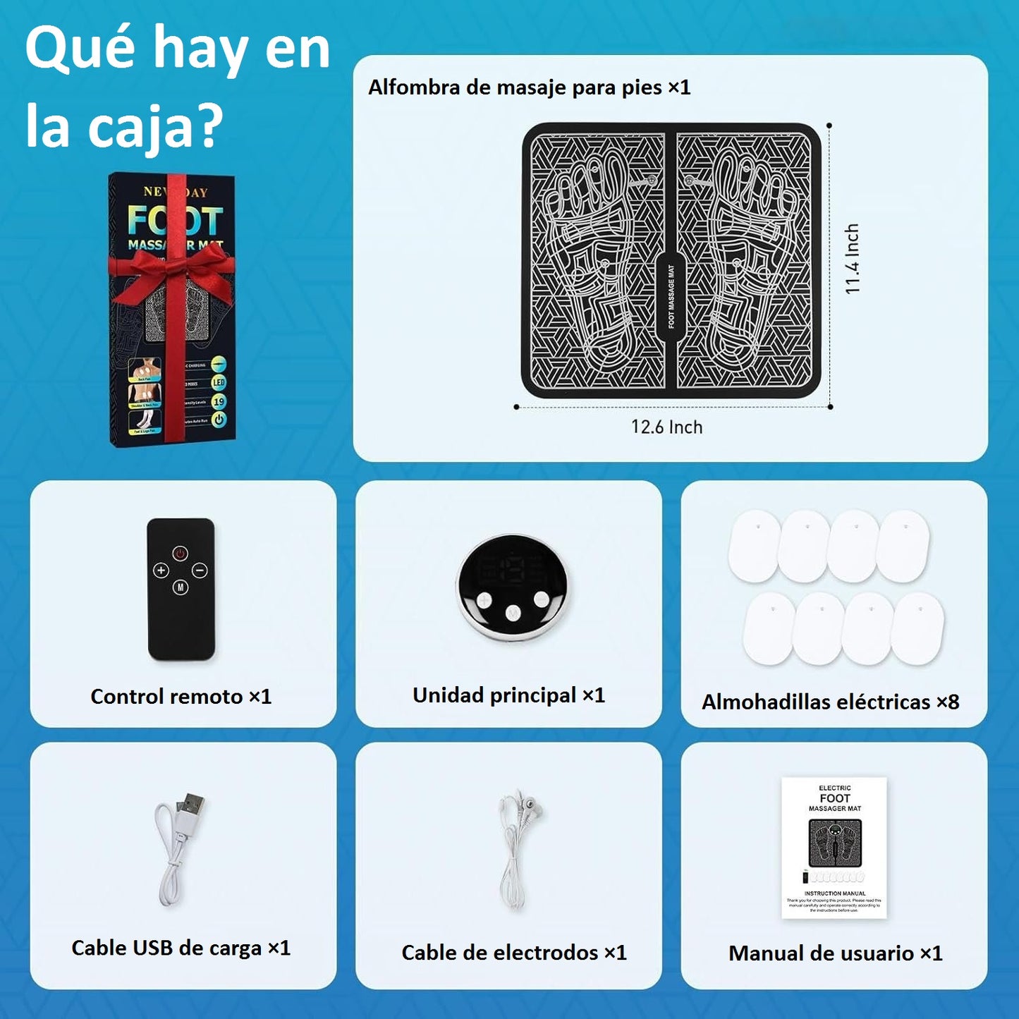 Masajeador de pies EMS y TENS – Dispositivo para relajar los músculos y aliviar el dolor